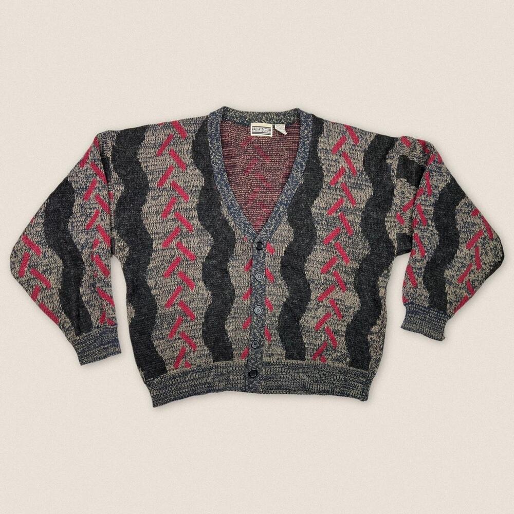 Vintage Grandpa Wool Acrylic Blend Cardigan Sweater White Oak | Size Large